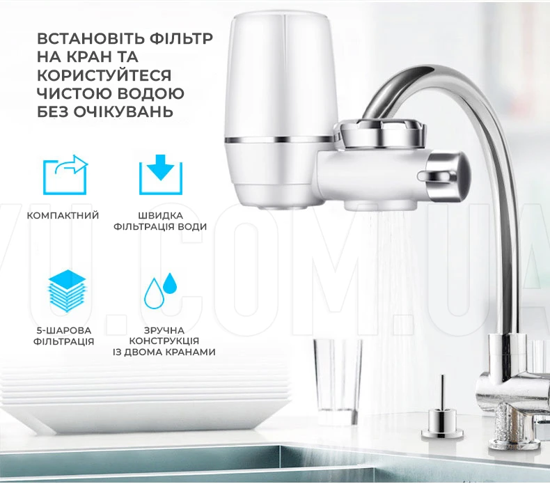 Фильтр для проточной воды насадка на кран Water Purifier